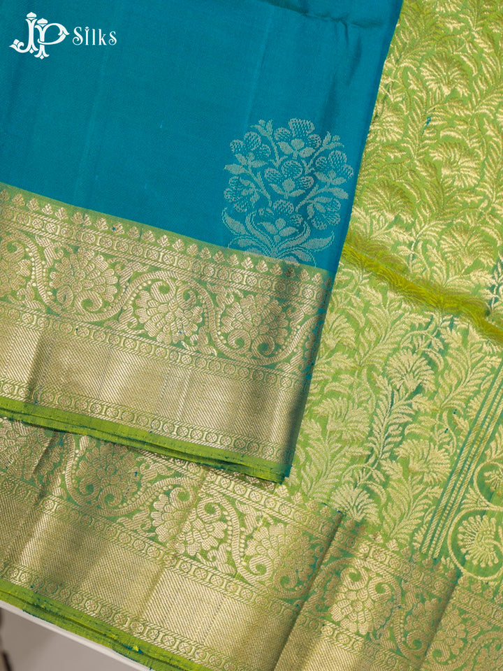 Peacock Green and Double Shade Green Soft Silk Saree - G355