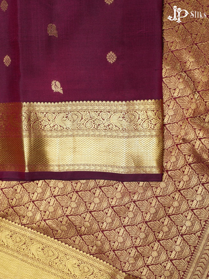 Wine Pure Silk Mixed Saree - G323