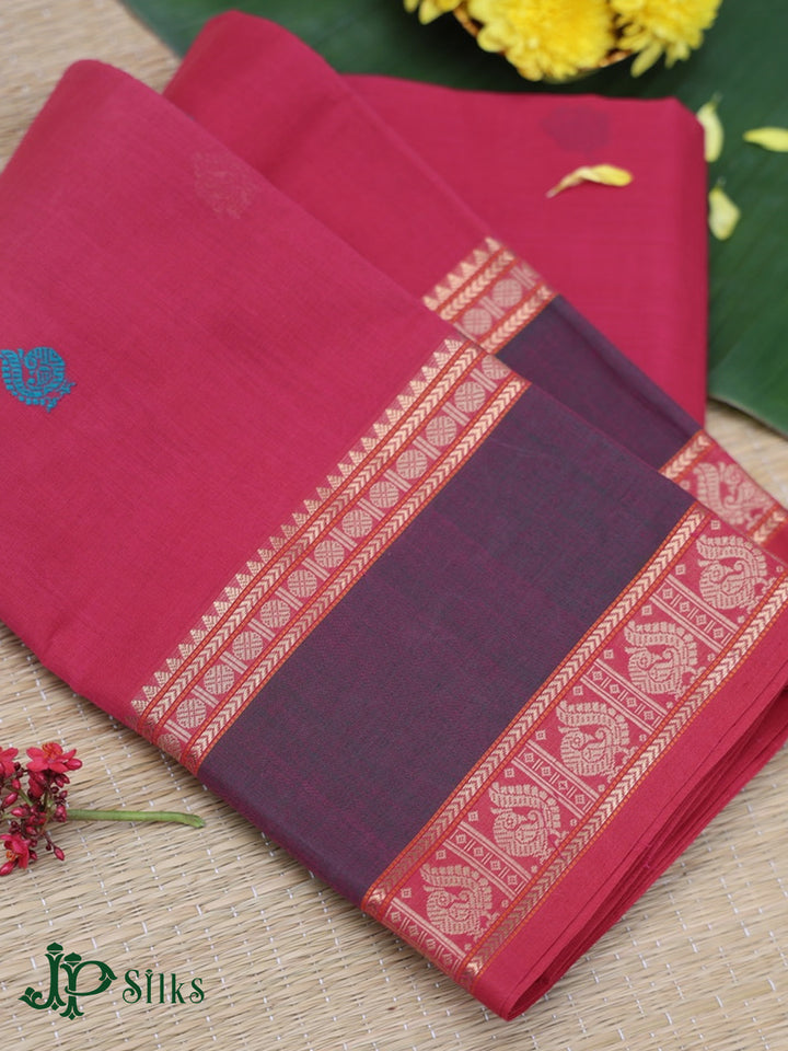 Reddish Pink Kanchi Cotton Saree - D9754-view-2