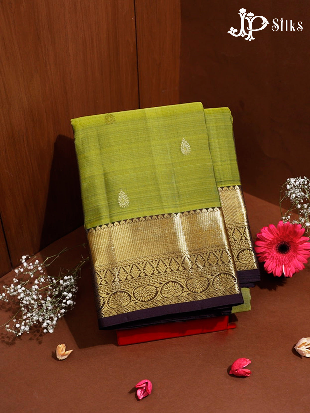 Mehendi Green and Brown Kanchipuram Silk Saree - G379 “View1” 