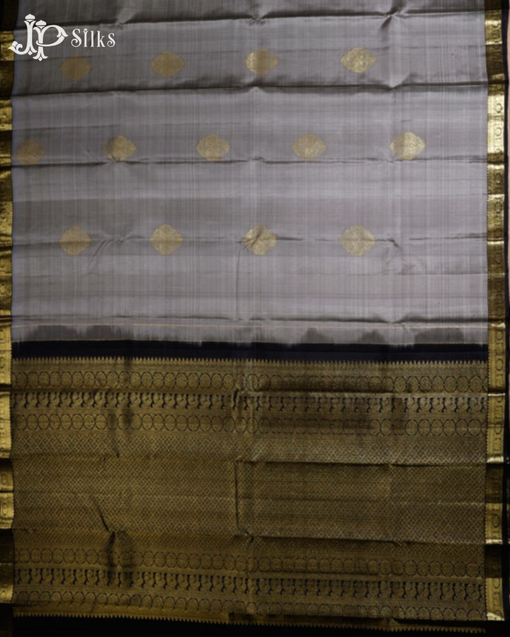 Grey & Black Kanchipuram Silk Saree - F3628