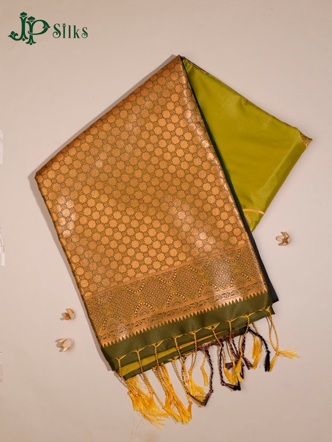 Green & Olive Green Semi Soft Silk Saree - F3590-view1