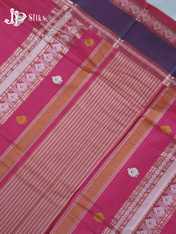 Reddish Pink Kanchi Cotton Saree - D9754-view-5
