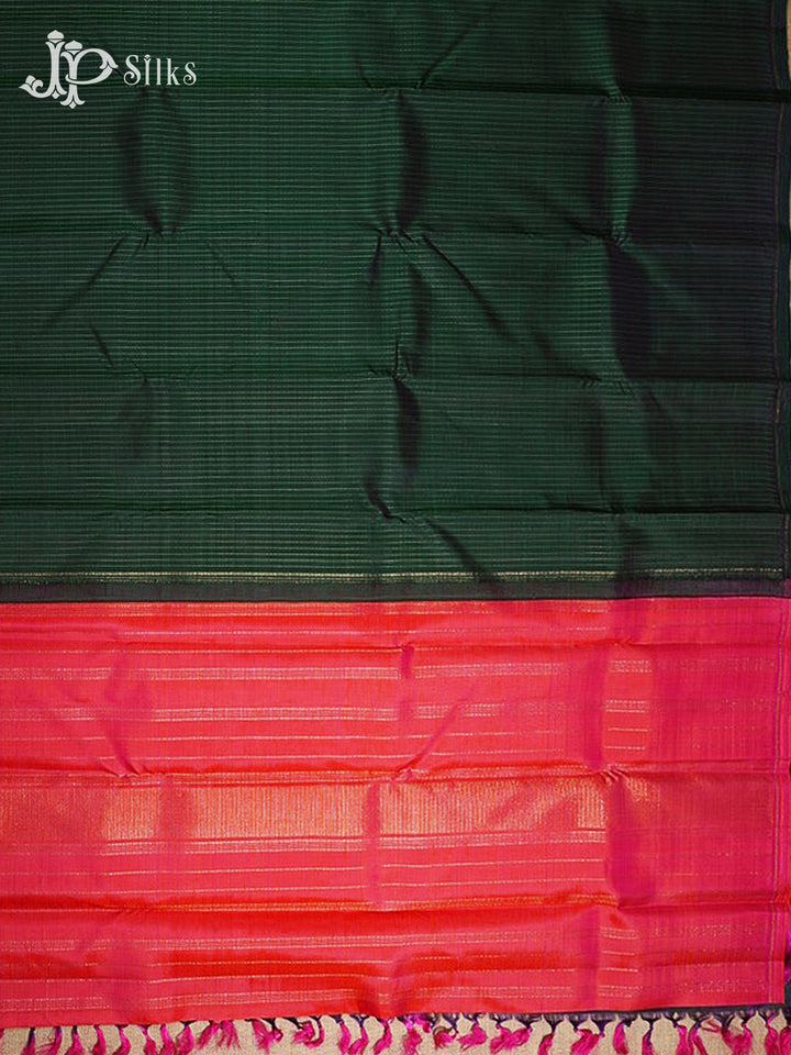 Bottle Green & Reddish Pink Kanchipuram Silk Saree - H2
