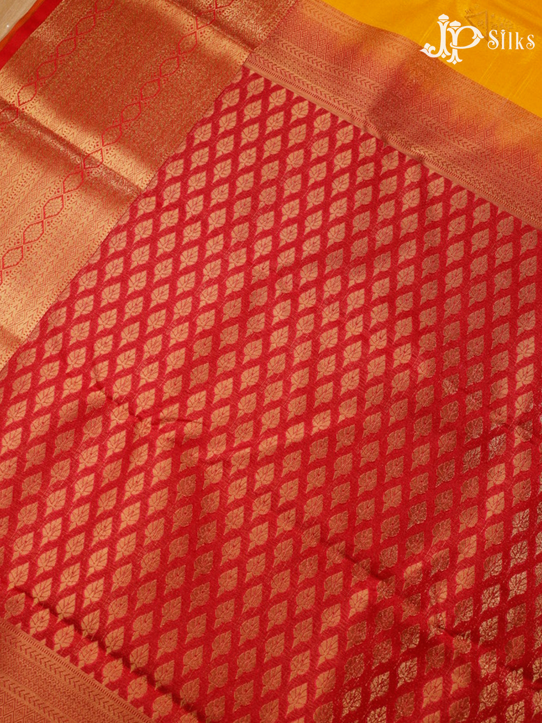Yellow and Red Art Silk Saree - G308