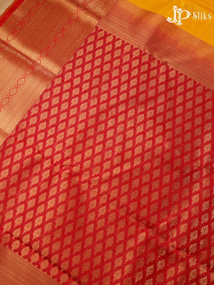 Yellow and Red Art Silk Saree - G308