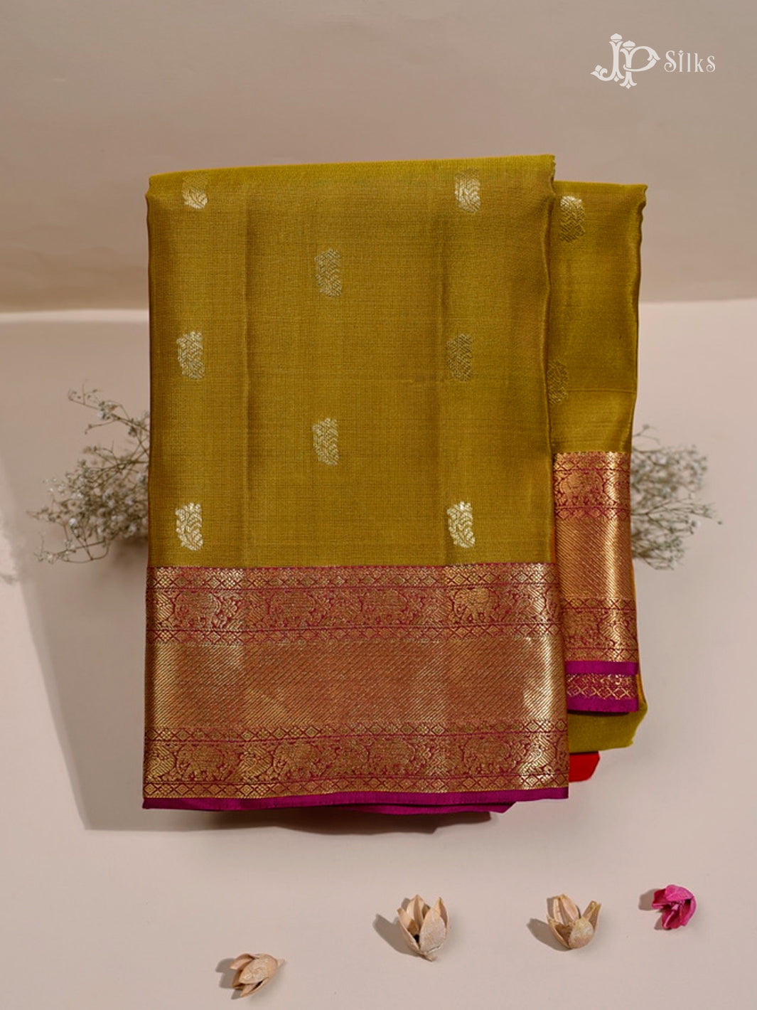 Spicy Mustard & Dark Magenta Pure Silk Mix Saree - G814-view-1