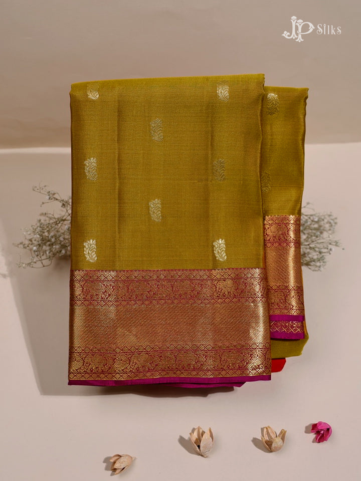 Spicy Mustard & Dark Magenta Pure Silk Mix Saree - G814-view-1