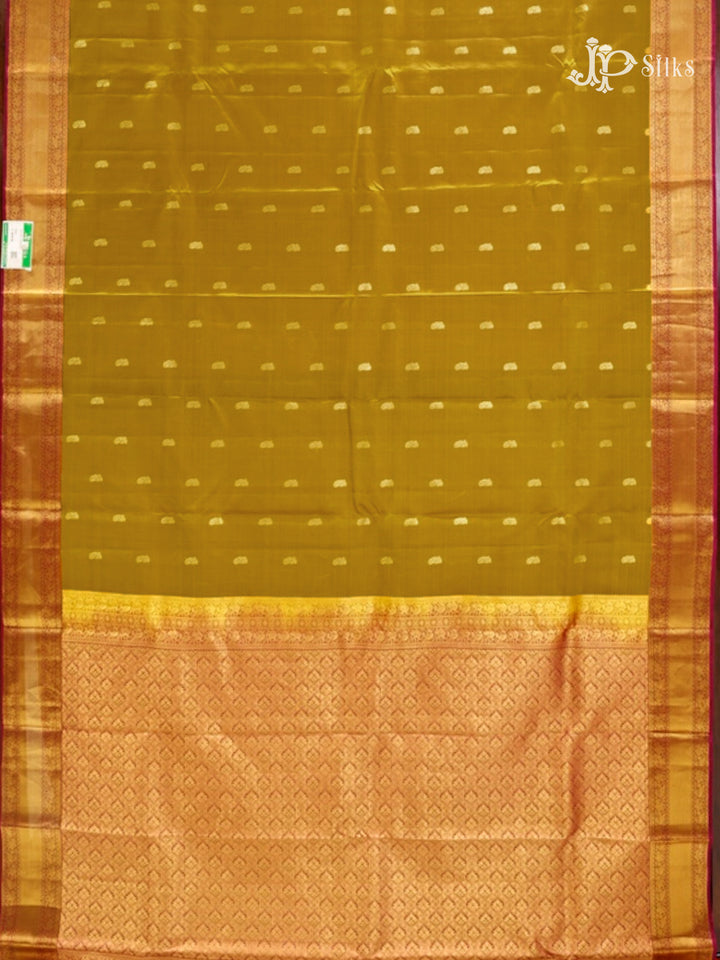 Spicy Mustard & Dark Magenta Pure Silk Mix Saree - G814-view-4