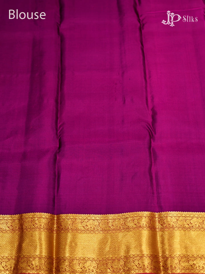 Spicy Mustard & Dark Magenta Pure Silk Mix Saree - G814-view-5