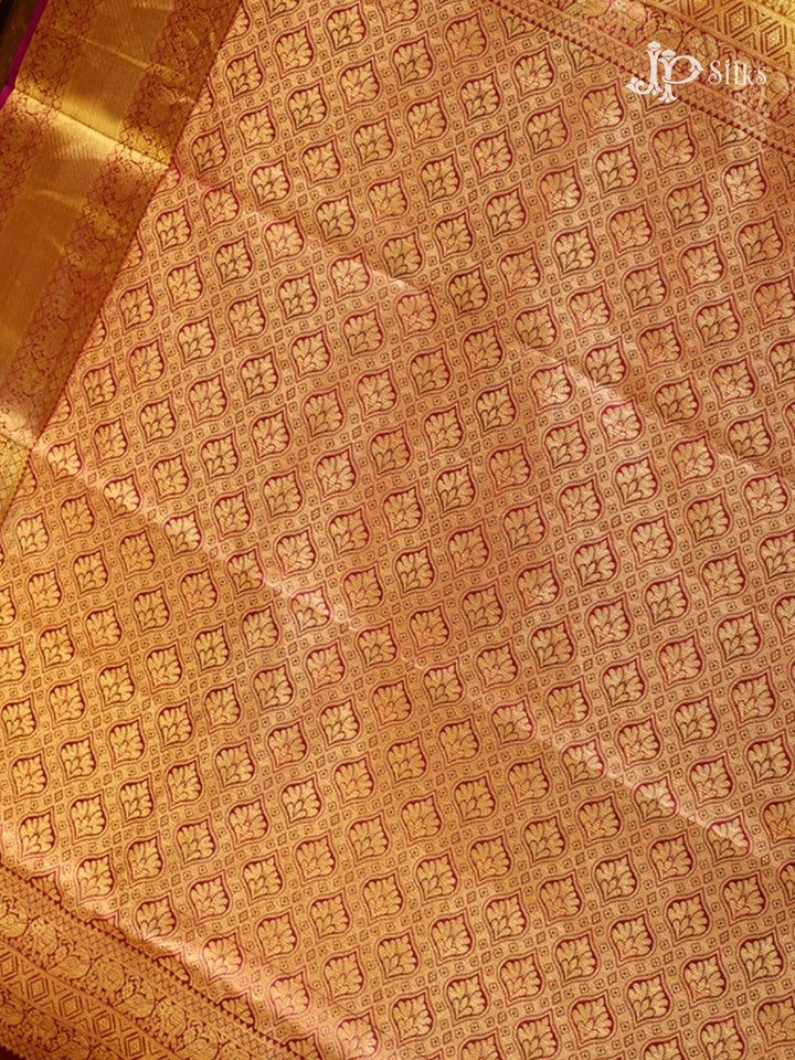 Spicy Mustard & Dark Magenta Pure Silk Mix Saree - G814