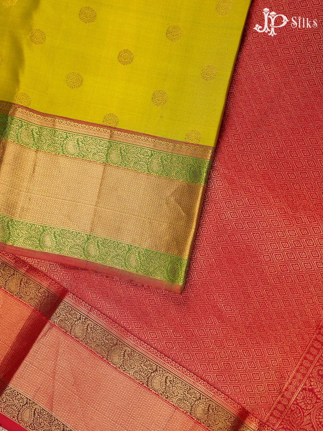 Lime Green And Pink Kanchipuram Silk - D4700