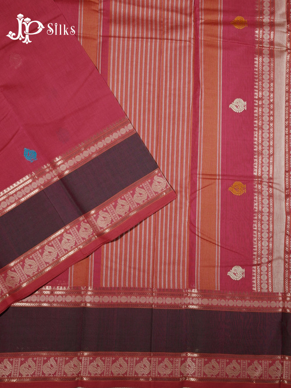 Reddish Pink Kanchi Cotton Saree - D9754-view-3