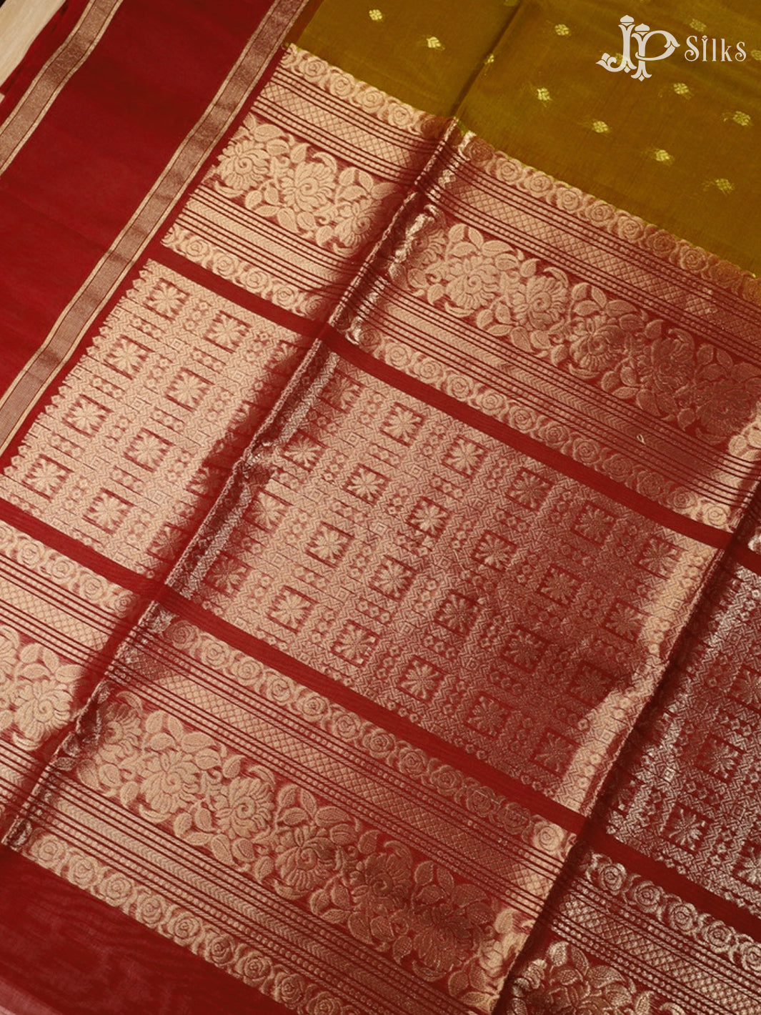 Dual Shade Mustard and Maroon Kora Cotton Saree - G335