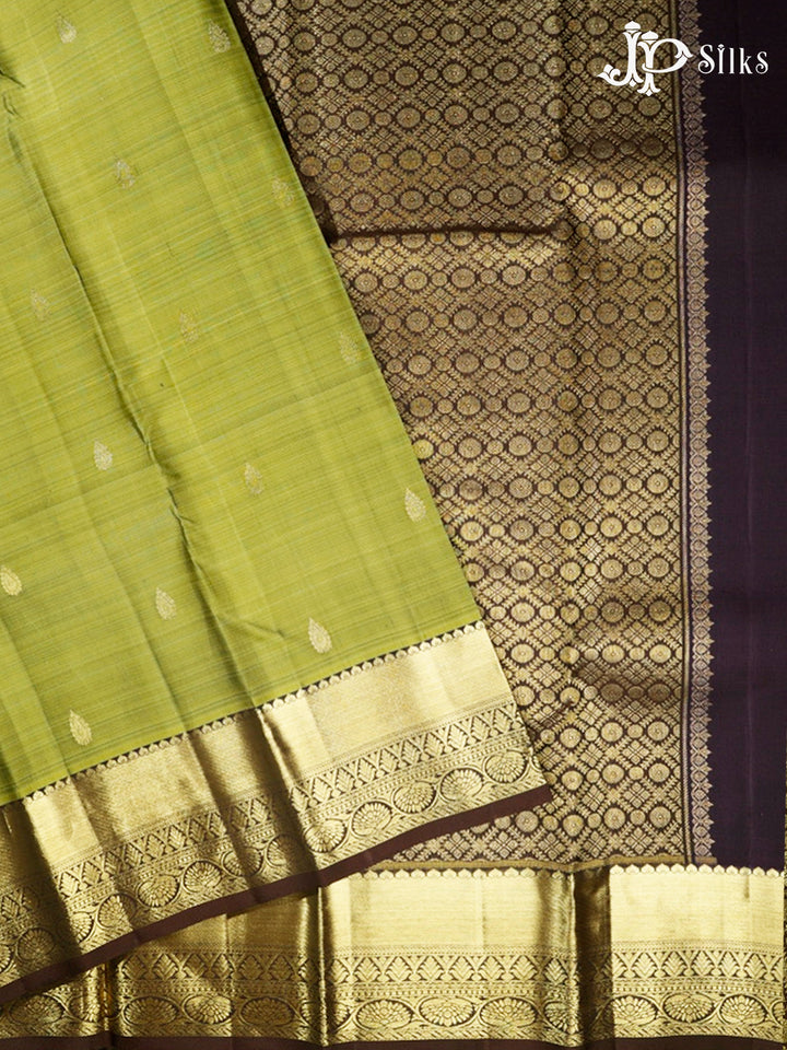 Mehendi Green and Brown Kanchipuram Silk Saree - G379 “View2”