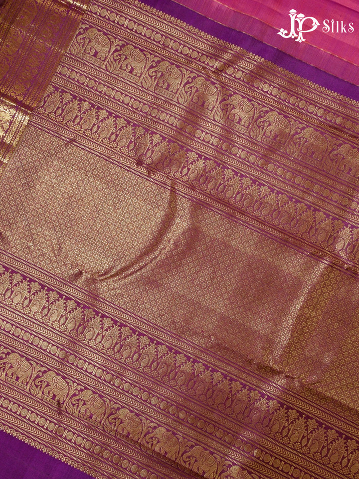 Dual Shade of Pink and Deep Purple Kanchipuram Silk Saree - G362 “View8”