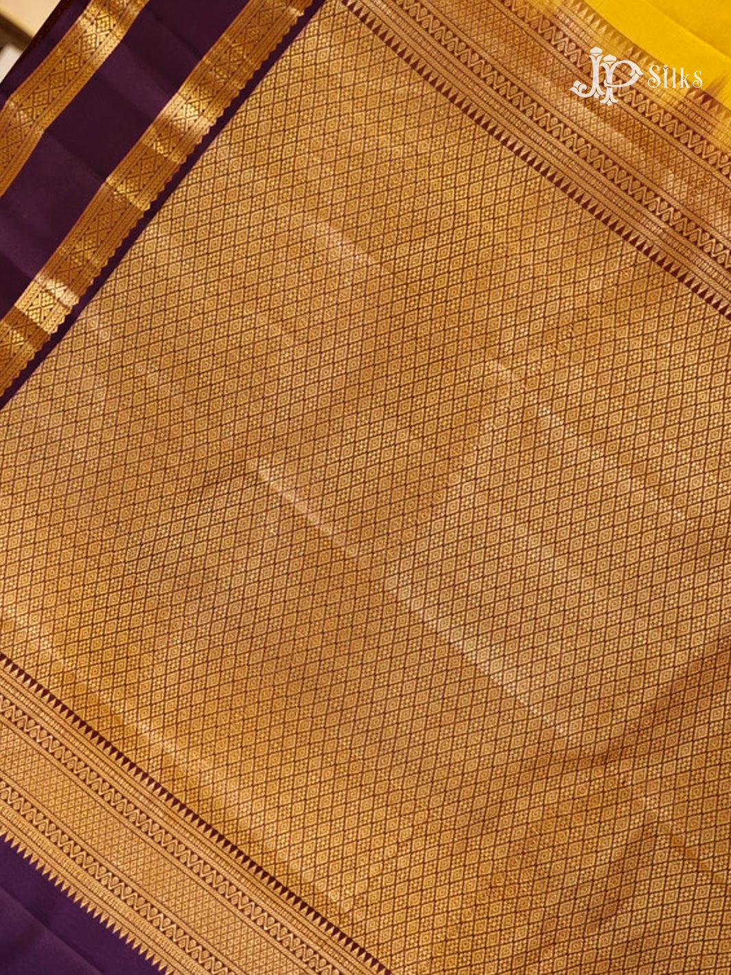 Mustard Yellow & Deep Purple Pure Silk Mix Saree - G842 -view-6