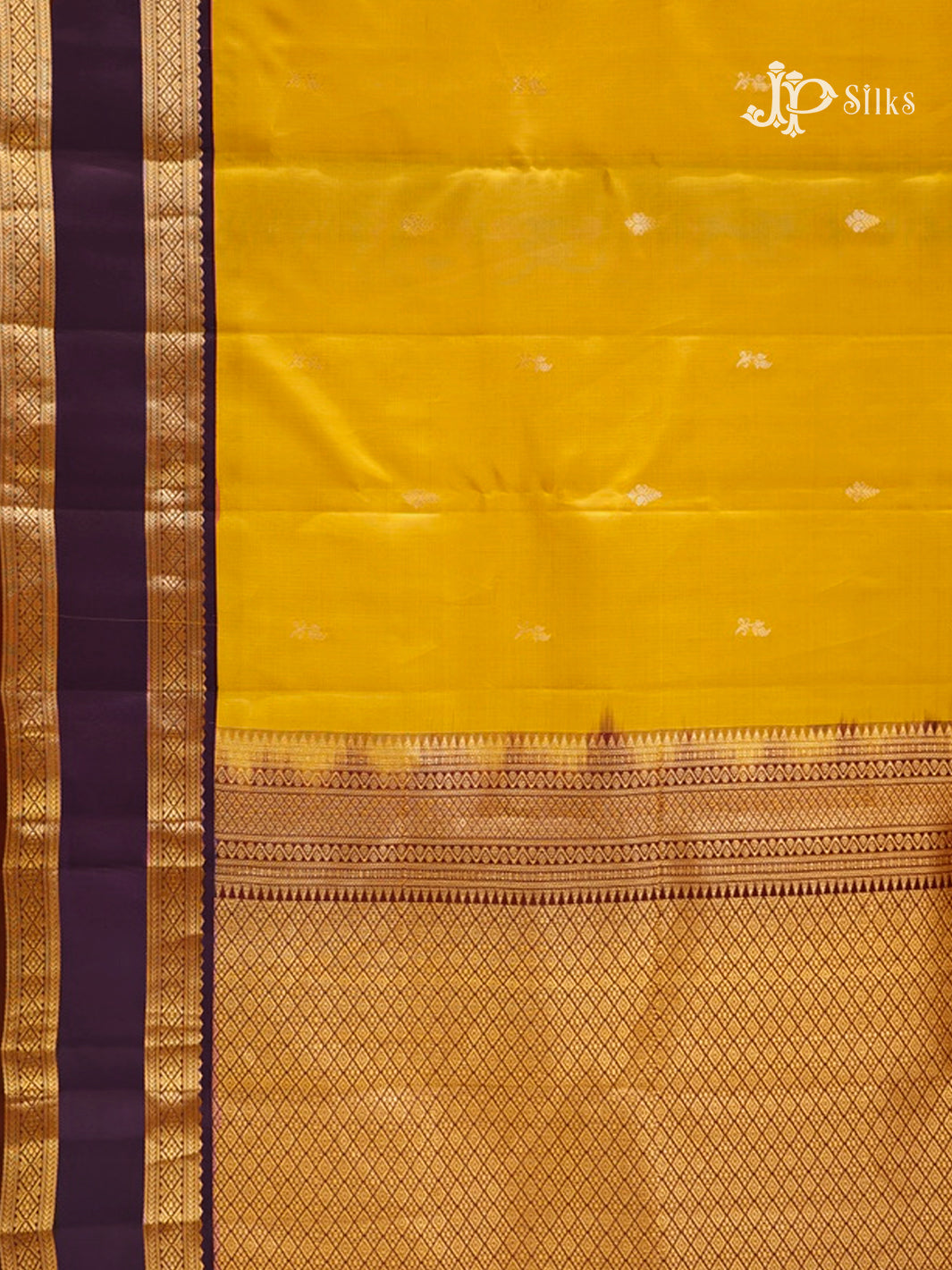 Mustard Yellow & Deep Purple Pure Silk Mix Saree - G842 -view-3