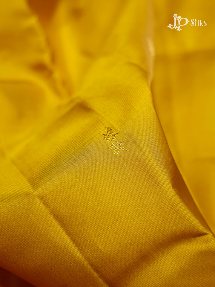 Mustard Yellow & Deep Purple Pure Silk Mix Saree - G842 -view-4