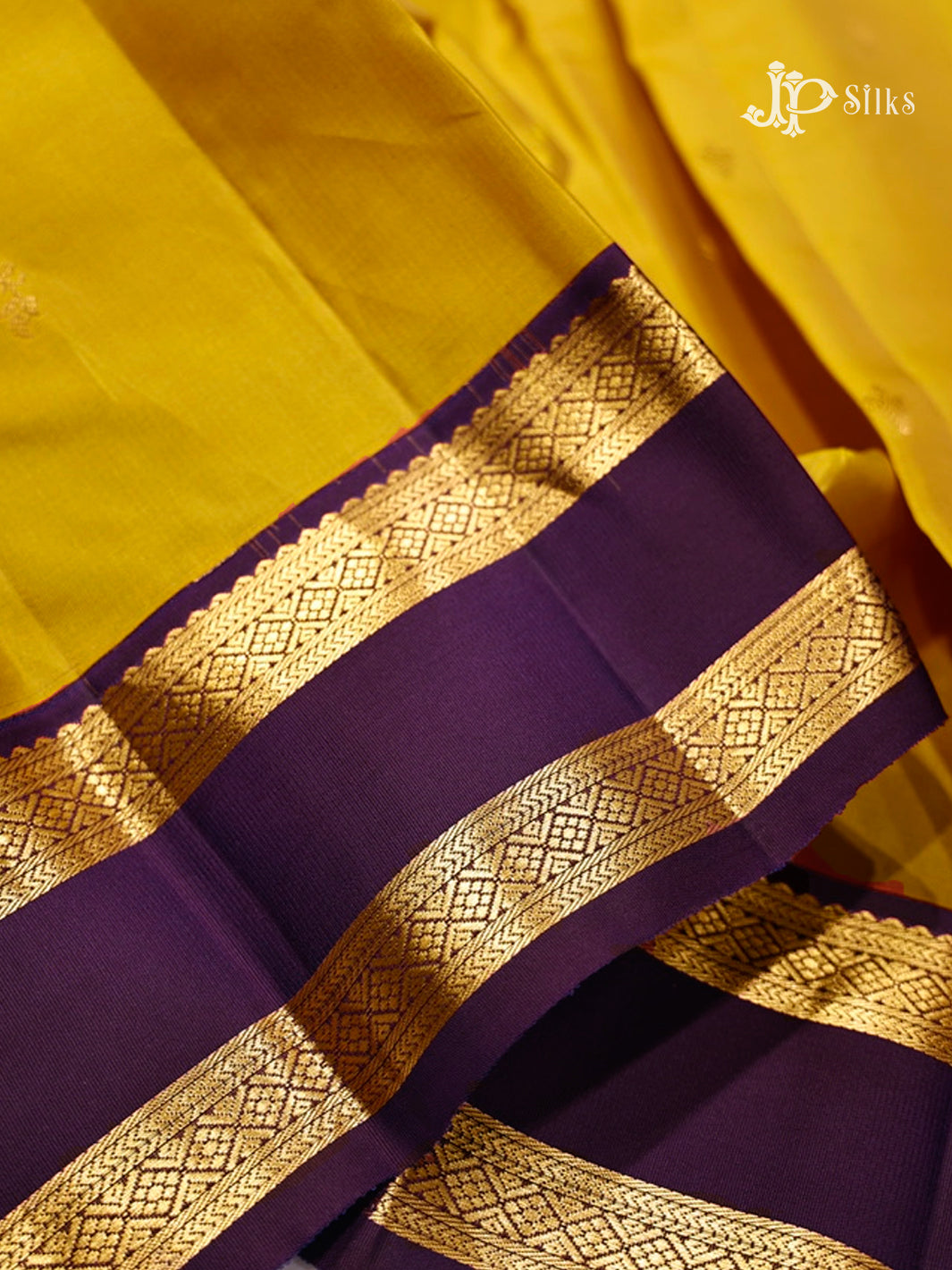 Mustard Yellow & Deep Purple Pure Silk Mix Saree - G842 -view-2