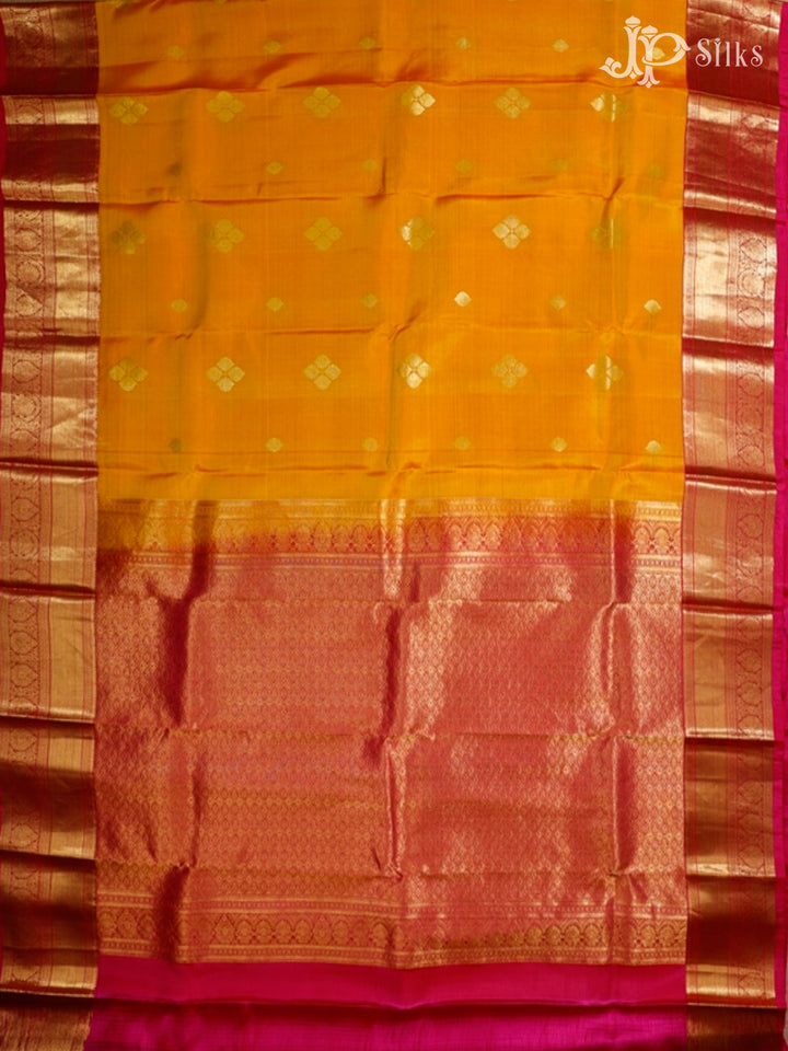 Dual Shade Orange–Yellow & Rani Pink Pure Silk Mix Saree - G327-view5