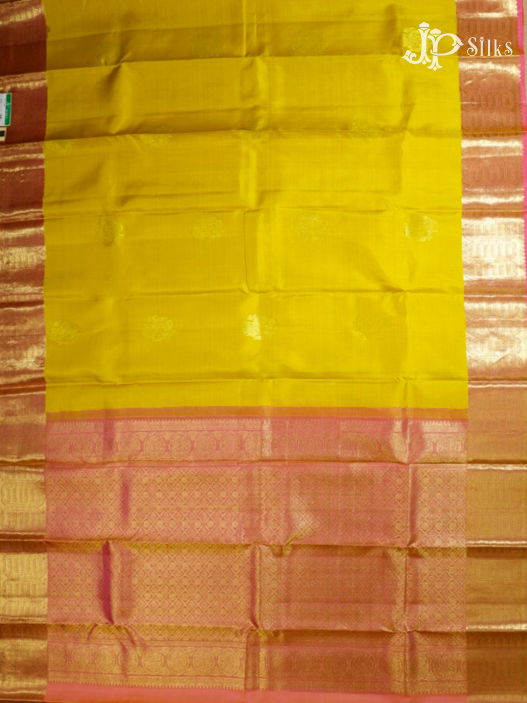 Mustard Yellow & Baby Pink Kanchipuram Silk Saree - F2330-view5