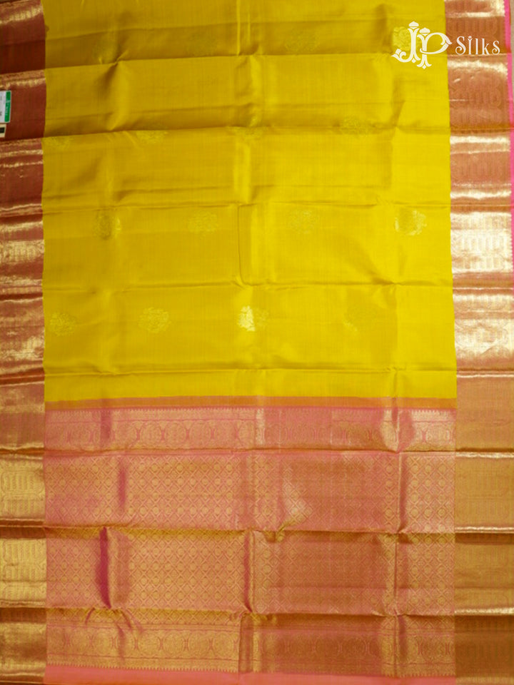 Mustard Yellow & Baby Pink Kanchipuram Silk Saree - F2330-view5