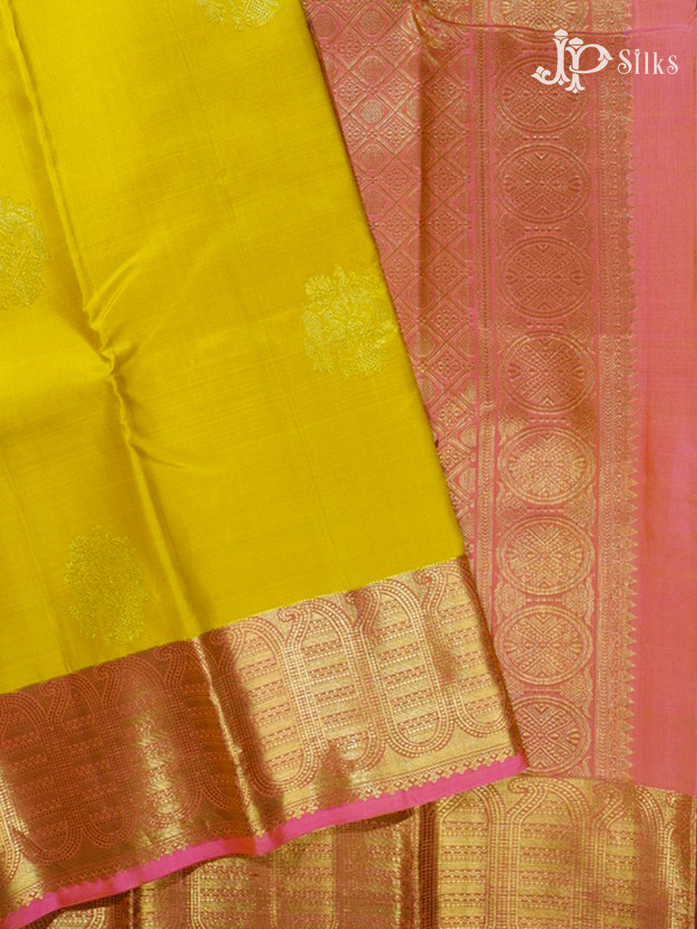 Mustard Yellow & Baby Pink Kanchipuram Silk Saree - F2330-view2