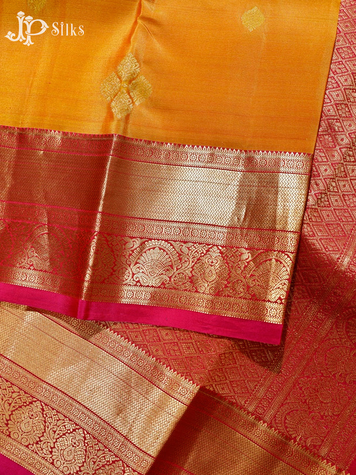 Dual Shade Orange–Yellow & Rani Pink Pure Silk Mix Saree - G327-view4