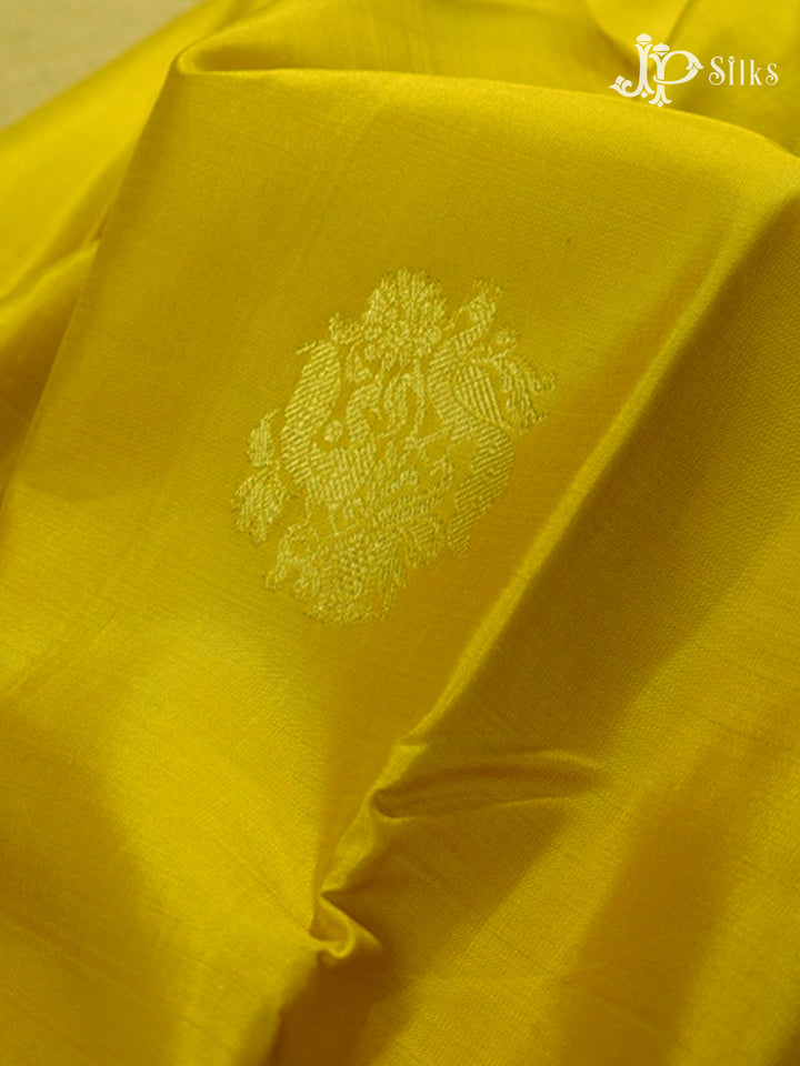 Mustard Yellow & Baby Pink Kanchipuram Silk Saree - F2330-view3