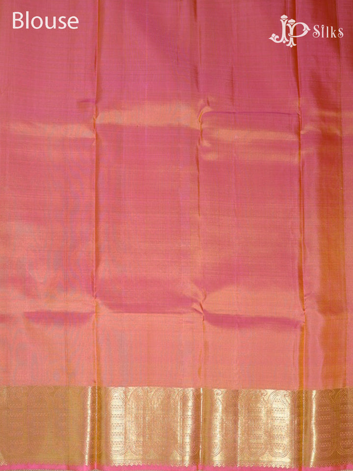 Mustard Yellow & Baby Pink Kanchipuram Silk Saree - F2330-view7