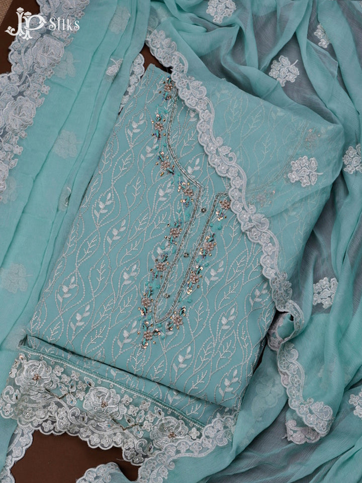 Sky Blue Thread Work Salwar Suit Material - E3534