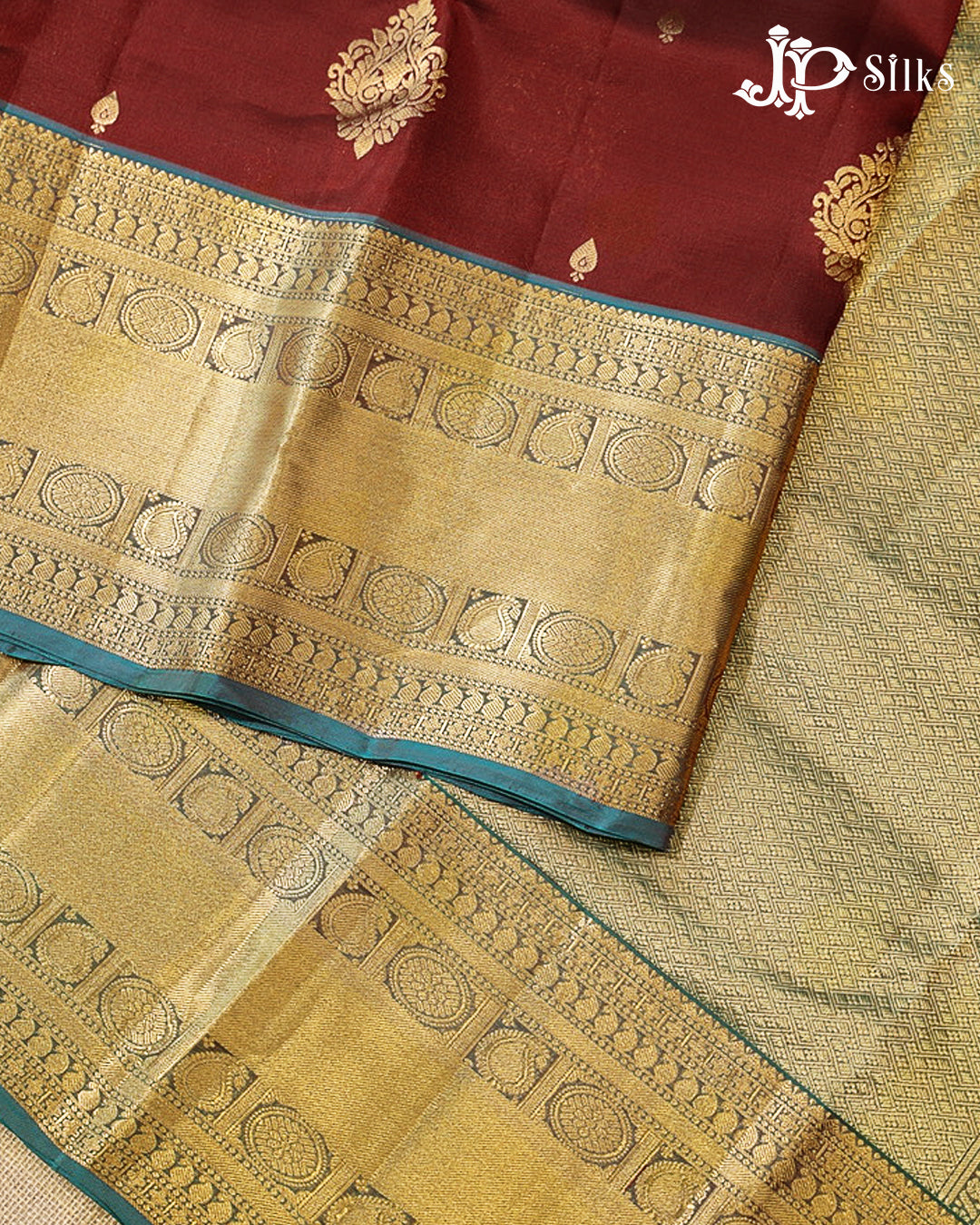 Maroon & Peacock Blue Pure Silk Mix Saree - G933