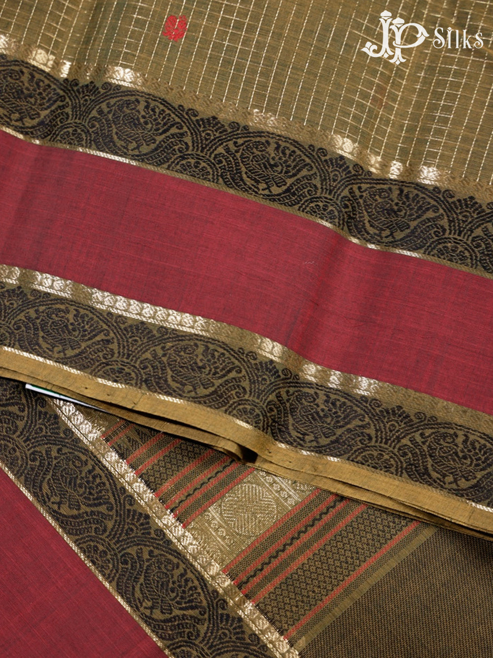 Olive Green Kanchi Cotton Saree - D9770-view2