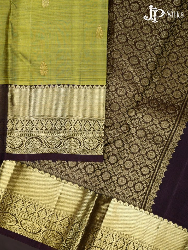 Mehendi Green and Brown Kanchipuram Silk Saree - G379 “View5”