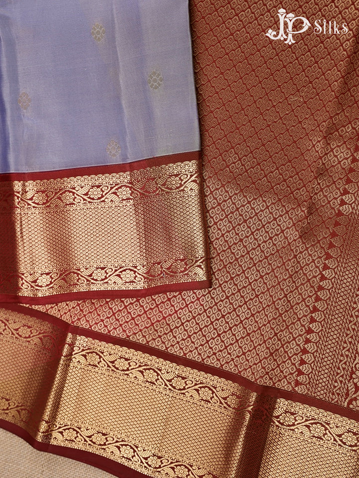 Lavender And Maroon Pure Silk Mixed Saree - G66