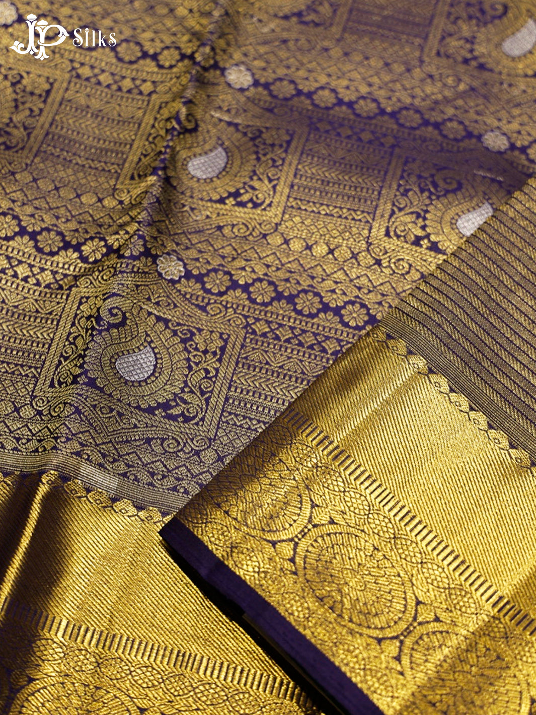 Navy Blue Kanchipuram Pure Silk Saree - E3613