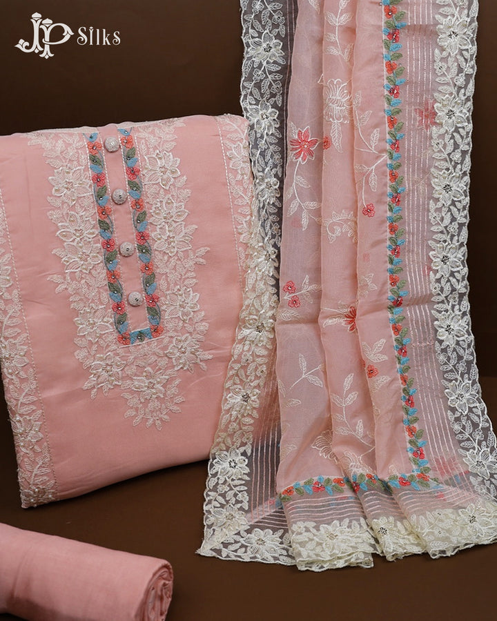 Light Pink Sequin work Chudithar Material - E3592