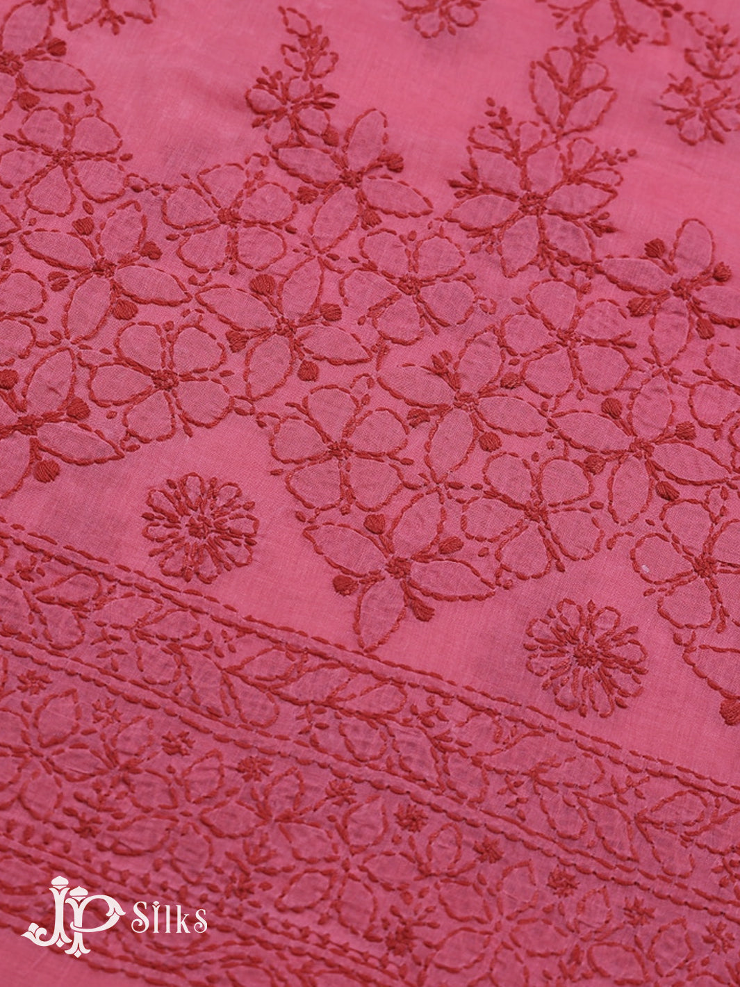 Watermelon Pink Chudithar Material with Chikankari Work - A4694 - View 3