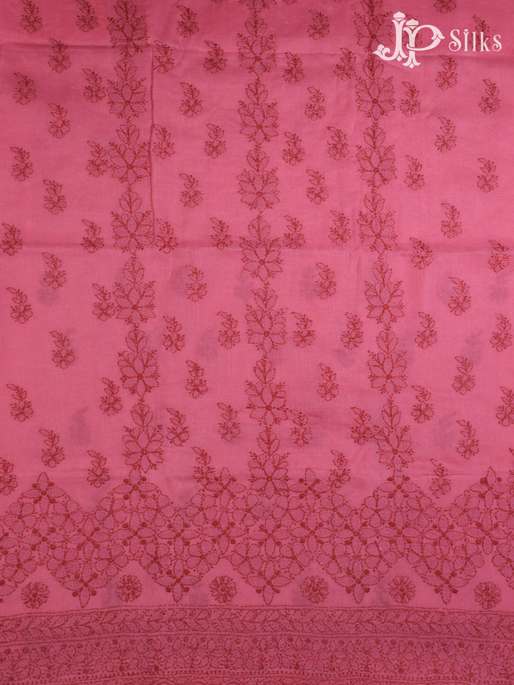 Watermelon Pink Chudithar Material with Chikankari Work - A4694 - View 2