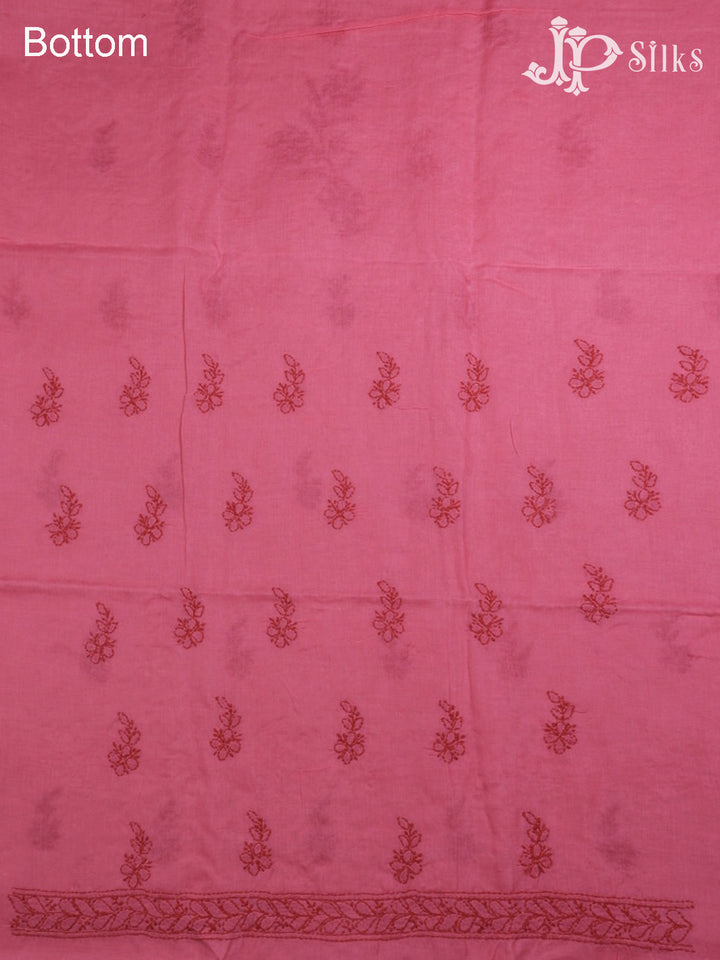 Watermelon Pink Chudithar Material with Chikankari Work - A4694 - View 4