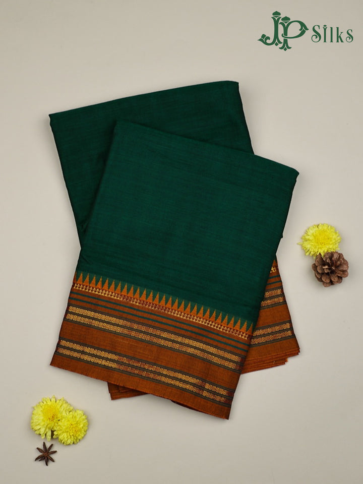 Dark Ramar Green with Mustard Cotton Saree - F521 - View 1