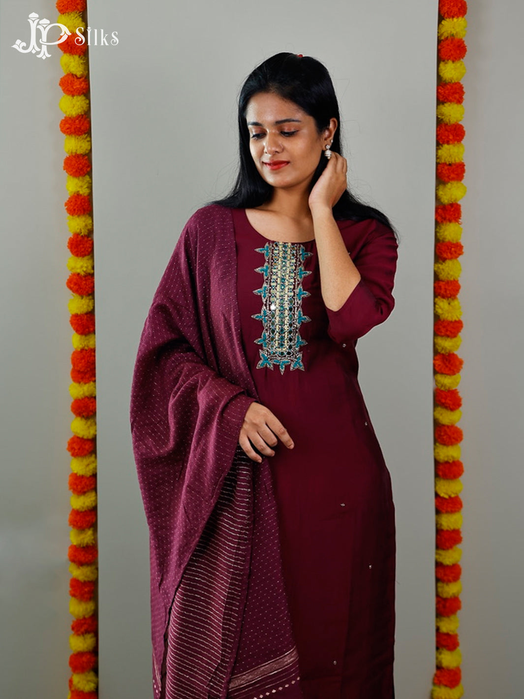 Maroon Readymade Salwar Suit