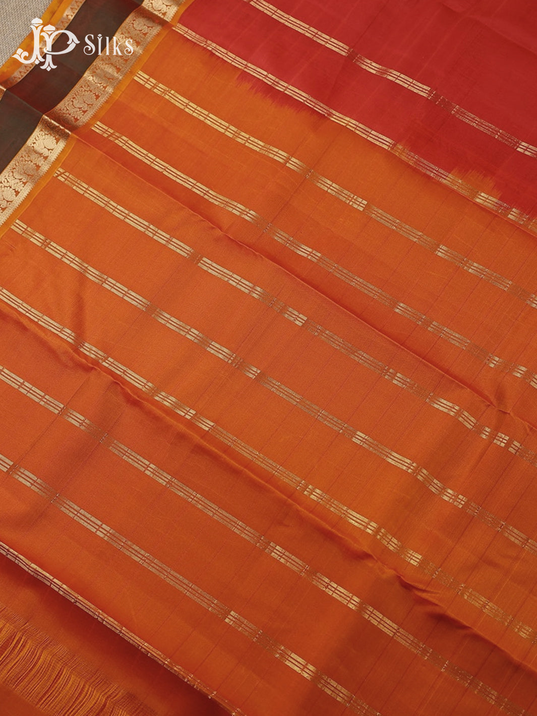 Red with Reddish Orange Arani Silk Saree - F2351 - View 5