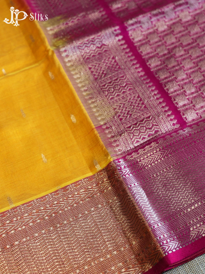 Yellow and Pink Silk Cotton Saree - F2662