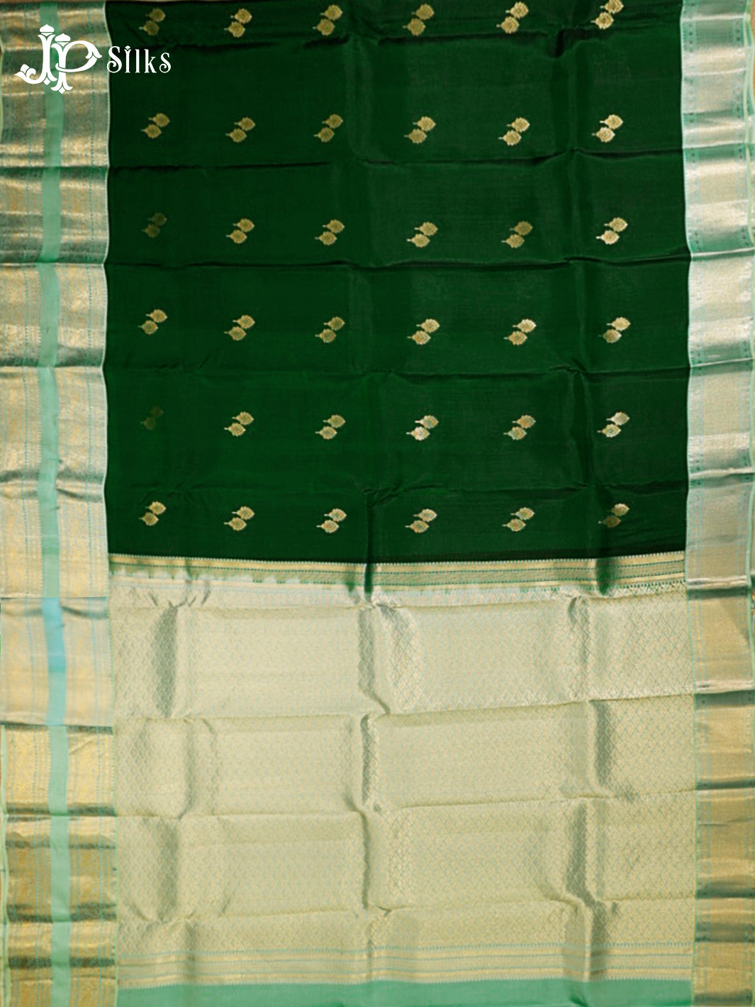Bottle Green & Pastel Green Pure Silk Mix Saree - H24