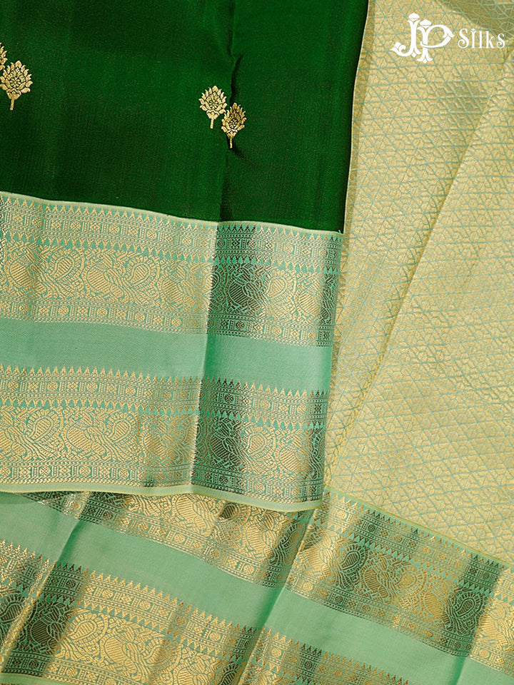 Bottle Green & Pastel Green Pure Silk Mix Saree - H24