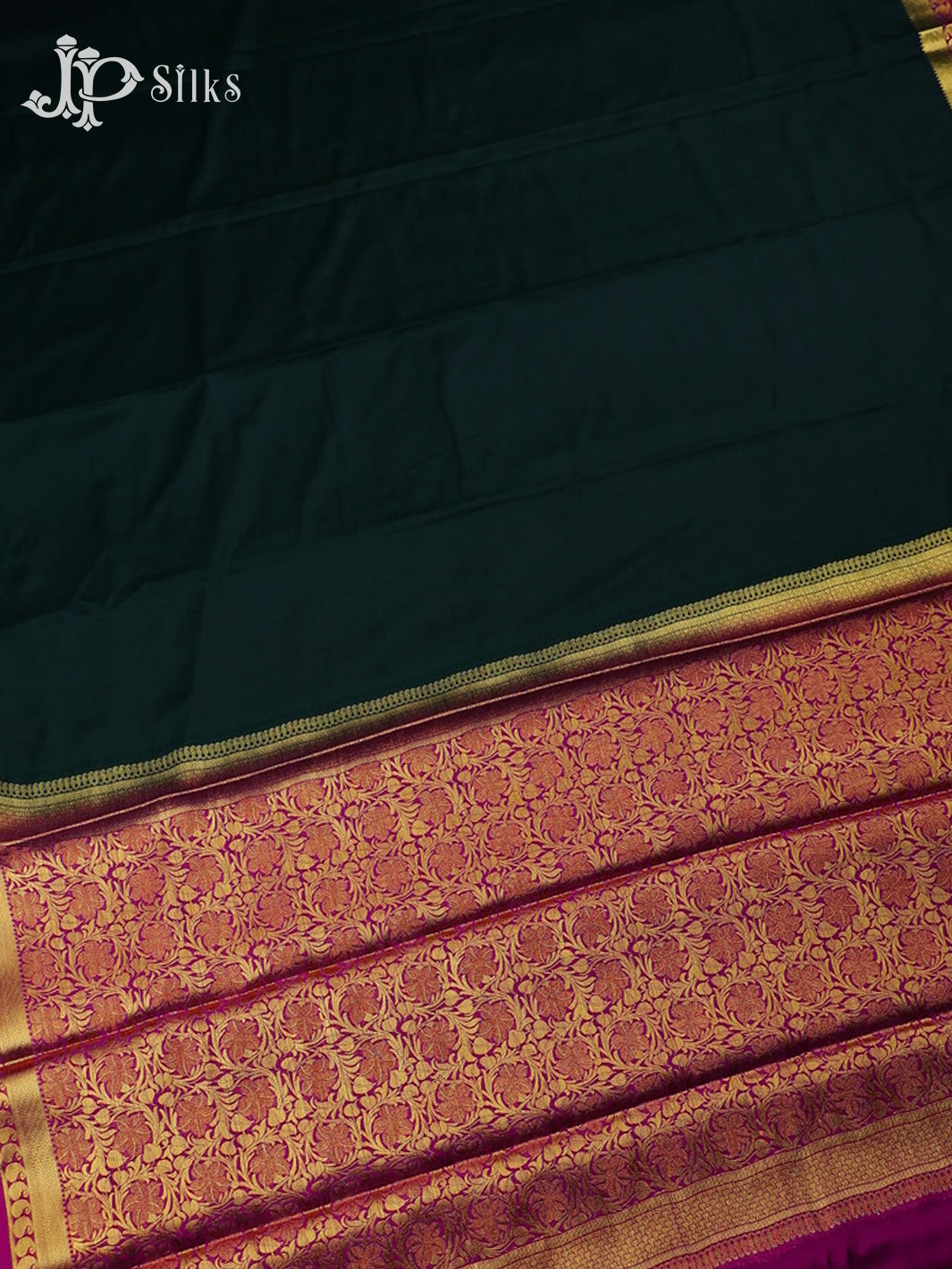 Bottle Green with Rani Pink Semi Mysore Silk Saree - F2425 - View 3