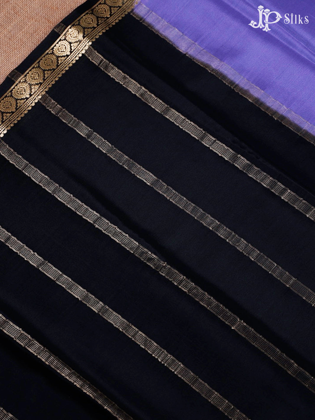 Dark Lavender And Black Mysore Silk Saree - F2457