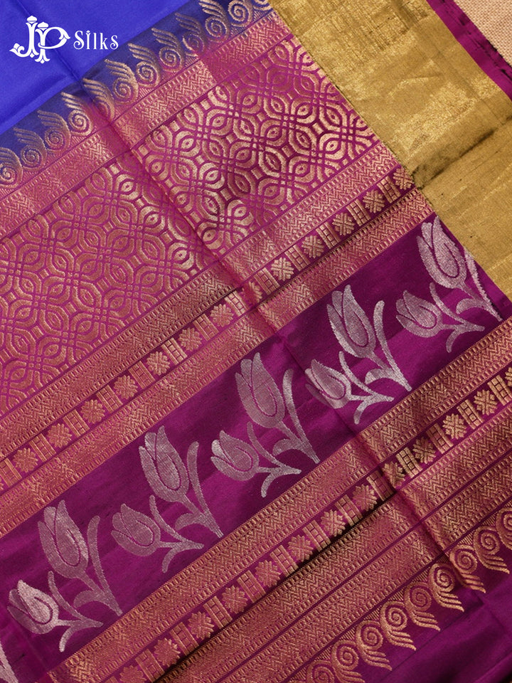 Ink Blue & Purple Soft Silk Saree - D4107-view5